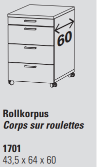 Rollkorpus 1701 B 43.5 x H 64 x T 60 cm